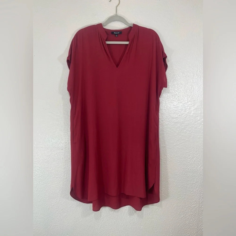 Madewell Bicoastal Tunic Dress Crimson Red Women’s Size Medium Oversized Relaxed - Picture 16 of 16